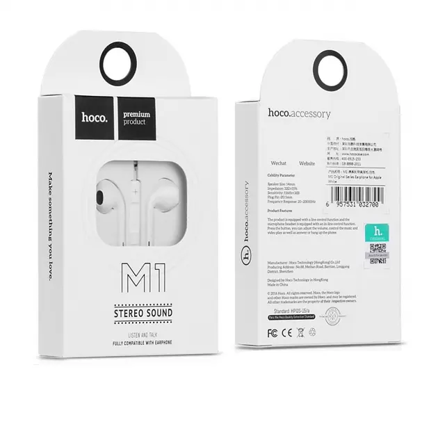 Навушники Hoco M1 original series earphones білі - фото 2