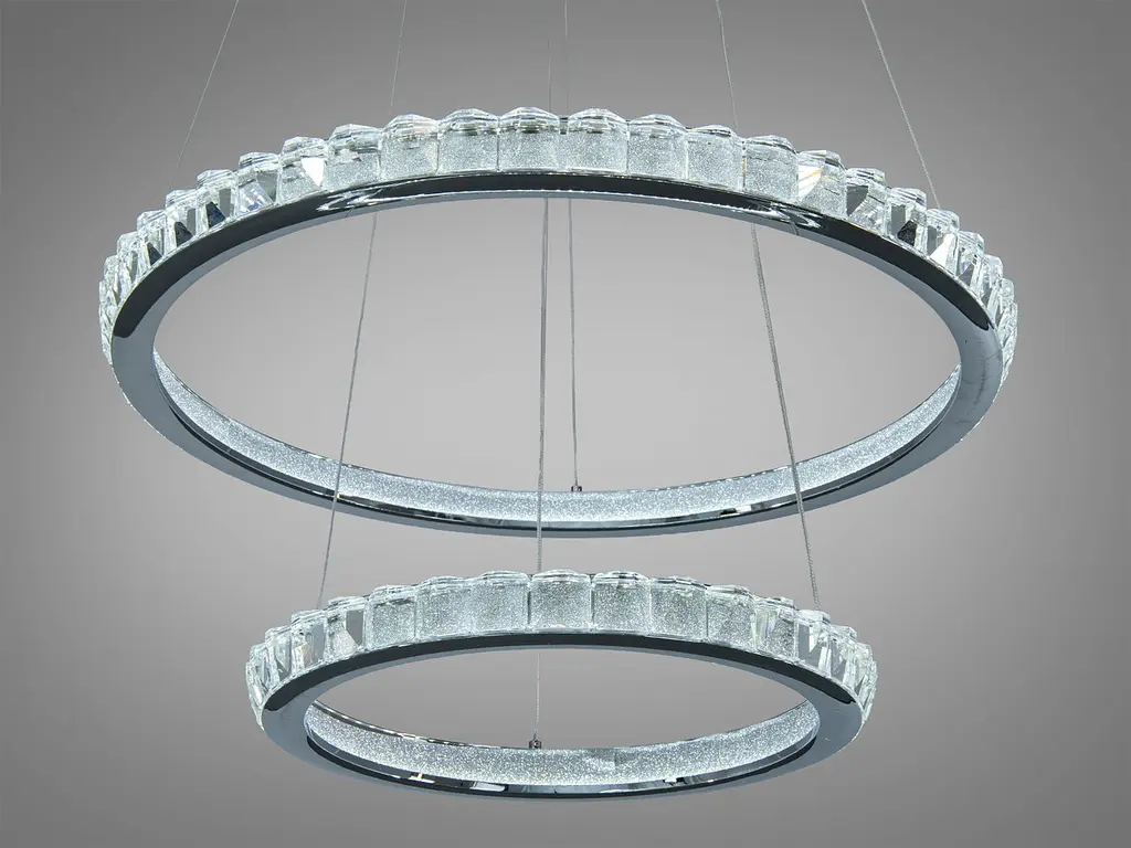 Підвісна LED люстра Diasha 66081/600+400CH, хром, 82 W, освітлення 10-22 м2 - фото 3