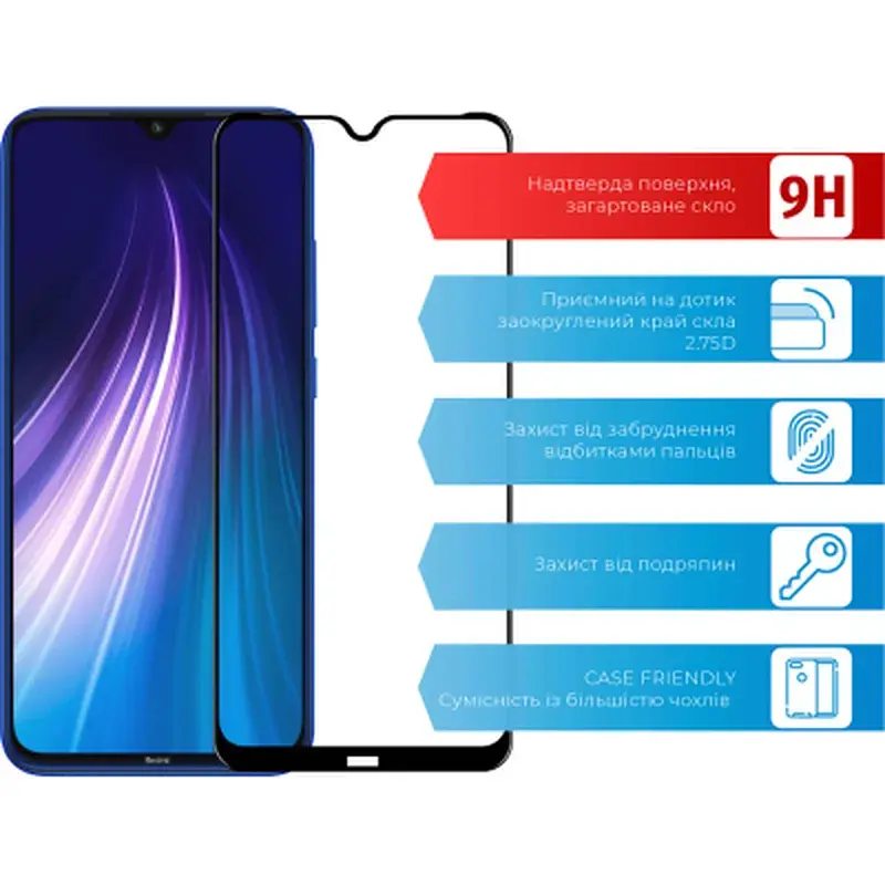 Скло захисне ACCLAB Full Glue Xiaomi Redmi Note 8 (1283126508752) - фото 2