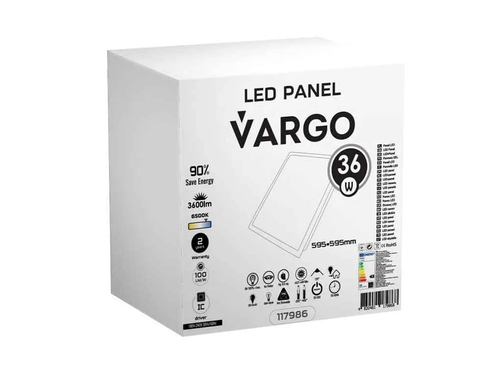 Панель світлодіодна VARGO вбудоваана 36W 6500K Квадратна 595х595 3600Lm (V-117986) - фото 4