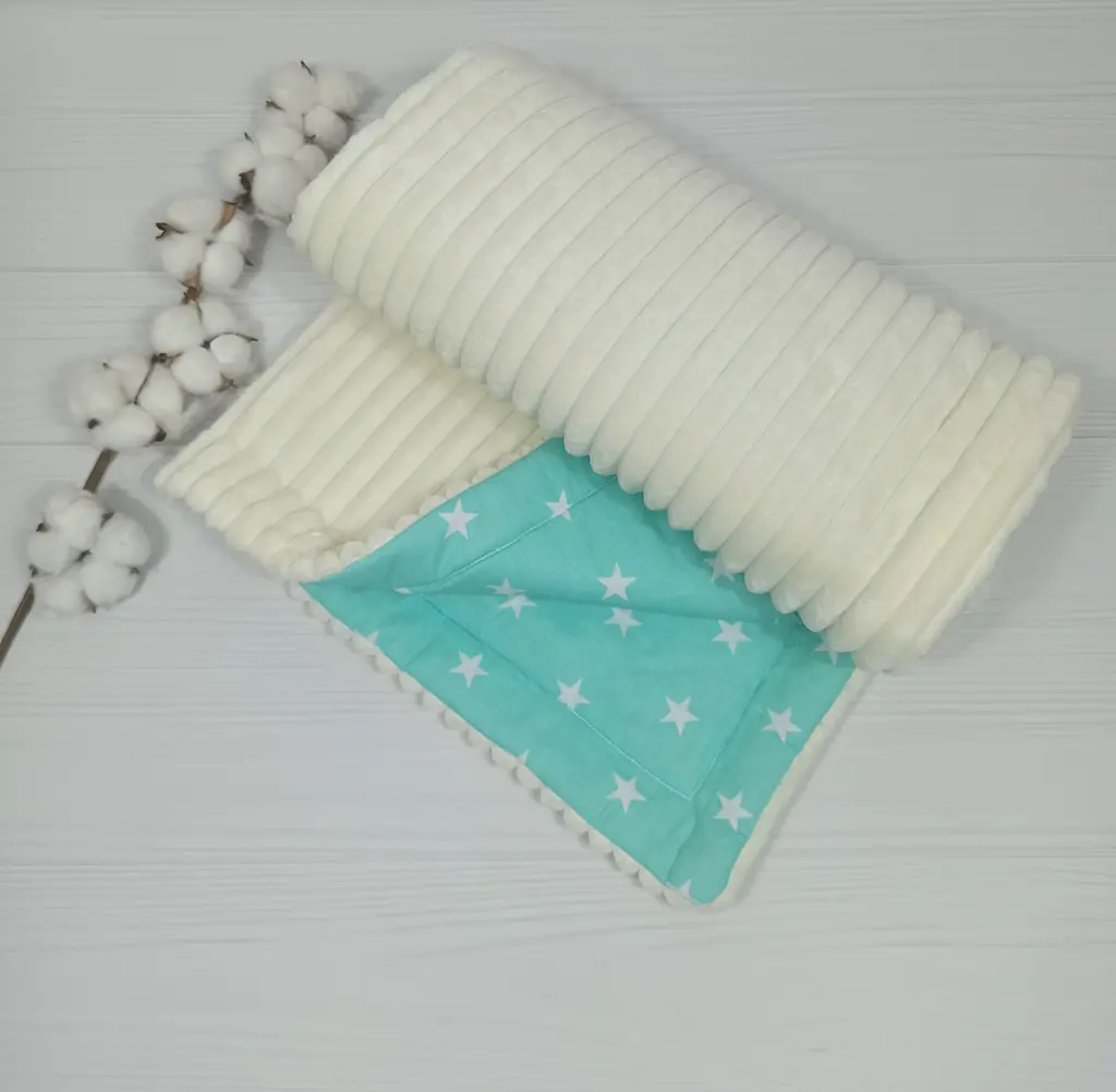 Плед-конверт на виписку 80х100 з утеплювачем + гризунець a.l.babybox М'ятний - фото 3