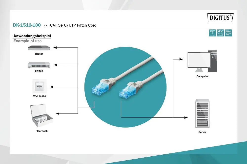 Патч-корд Assmann CAT 5e U-UTP, PVC AWG 26/7, длина 10 м DK-1512-100 Gray - фото 3