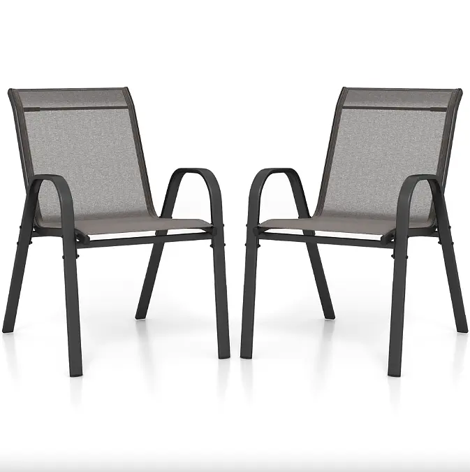 Комплект садових стільців Costway Patio з підлокітниками сірий - фото 2