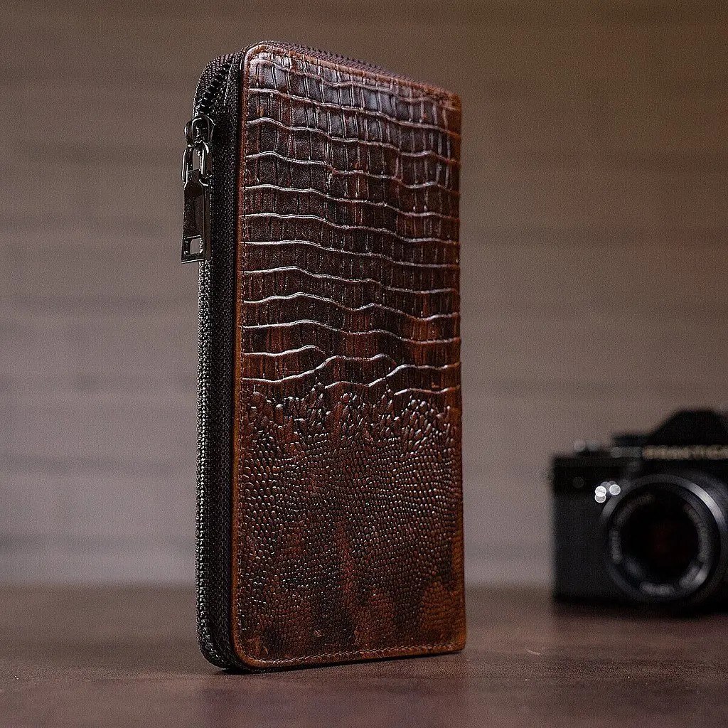 Чоловічий клатч з силуетом каймана 20235 Vintage коричневий - фото 9