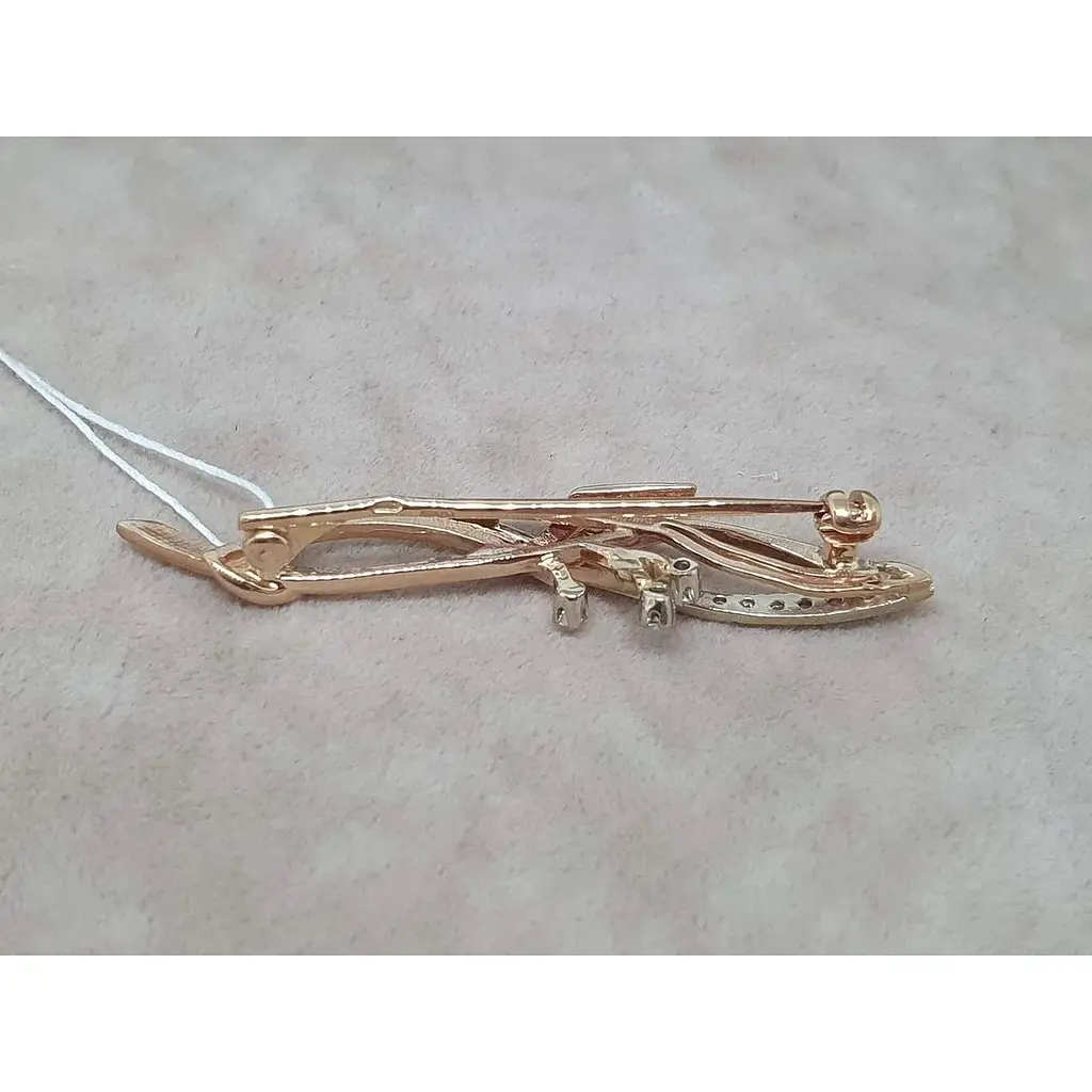 Золота брошка з фіанітами Гаразд. 3580098 - фото 3