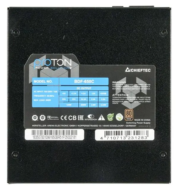 Блок живлення Chieftec Proton 650W (BDF-650C) Б/в - фото 2