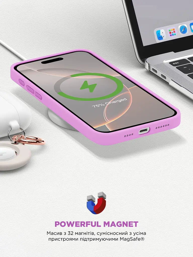Силиконовый чехол с MagSafe для Apple iPhone 16 Pro Max, ICON2 MagCase, фиолетовый, противоударный, панель с мягкой подкладкой, защита всего корпуса, поддержка беспроводной зарядки, совместим с защитными стеклами и пленками, ArmorStandart (ARM80197) - фото 9