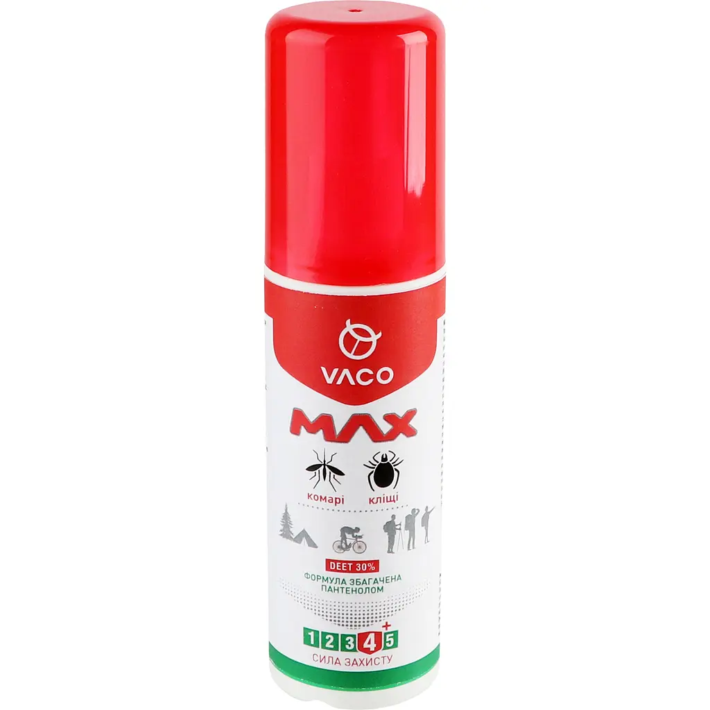 Спрей від комарів кліщів та мошок Vaco Max Deet 30% з пантенолом 80 мл - фото 2