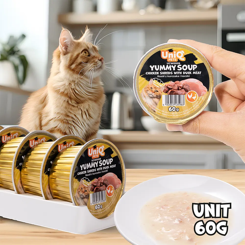 Суп для кішок UNIQ PETS CAT WET FOOD YUMMY SOUP з курячими шматочками та м'ясом качки, 60 г - фото 3