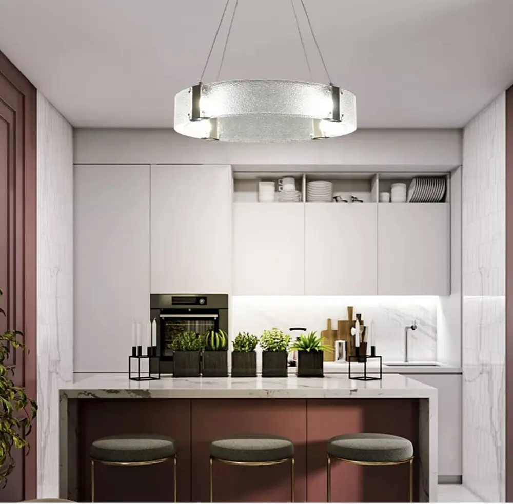 Дизайнерская LED люстра с фактурным стеклом Line.F Диаметр 60см - фото 8