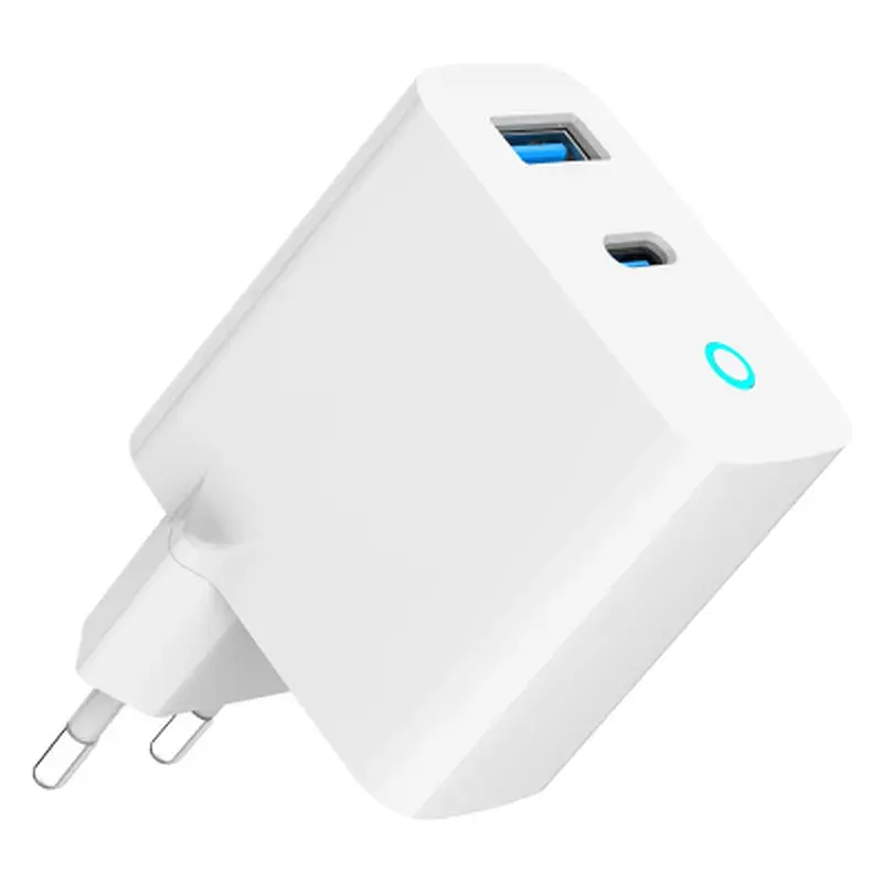 Зарядний пристрій Gembird 1xUSB-C PD30W + 1xUSB QC3.0 LED white (TA-UC-PDQC30L-W-01) - фото 2