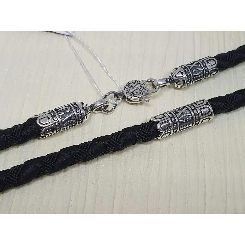 Ювелирный шнурок Меридиан 925 из текстиля с серебряными вставками. 846/5 60 - фото 3