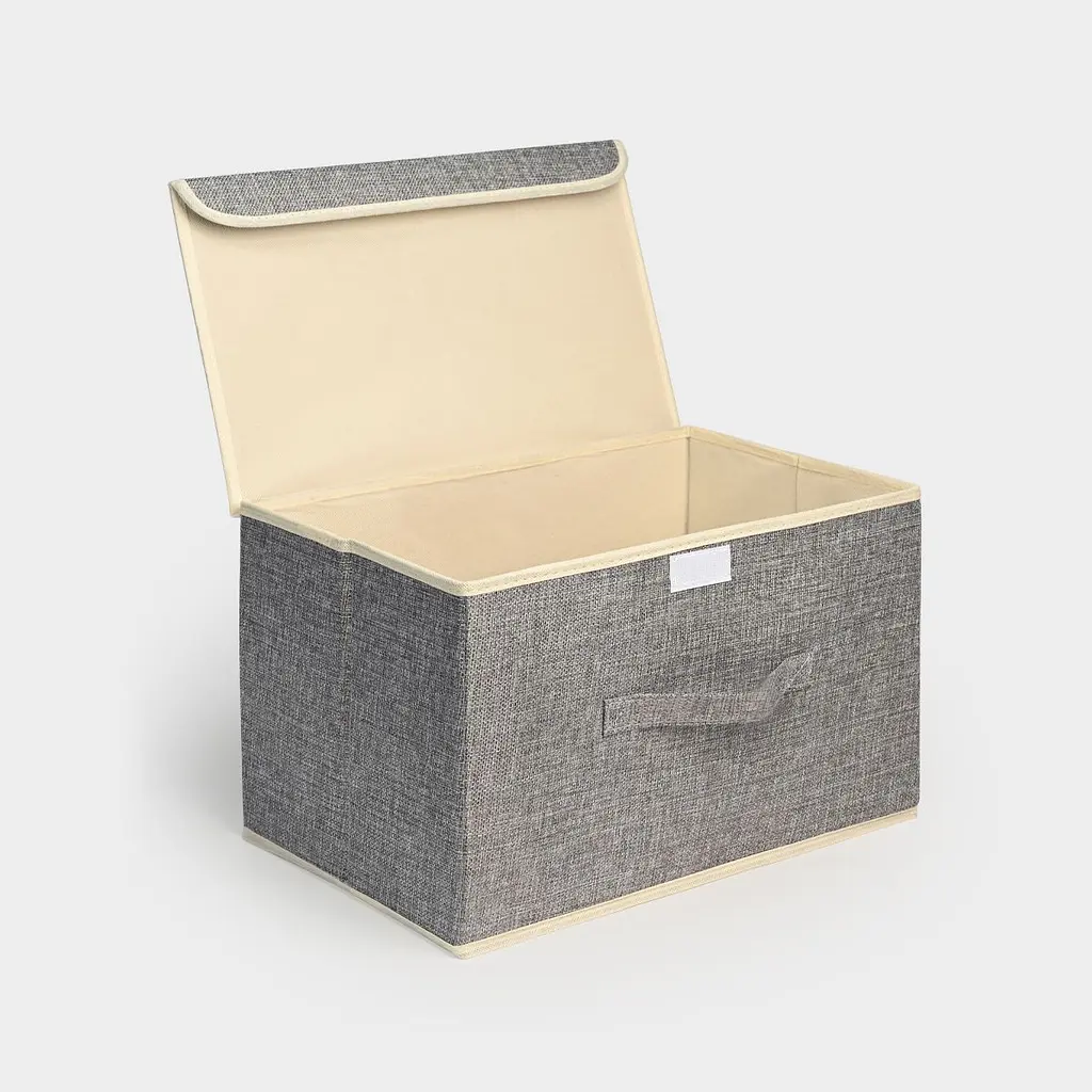Ящик для зберігання МВМ My Home з кришкою текстильний 380x250x250 мм світло-сірий (TH-07 M LIGHT GRAY) - фото 4