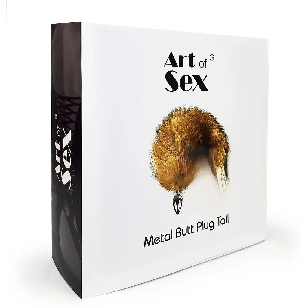 Металлическая анальная пробка с хвостом из натурального меха Art of Sex size M Red fox - фото 6