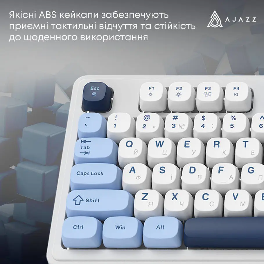 Клавіатура ігрова бездротова Ajazz AF-BGY-98 Plus White-Blue 2.4G/Bluetooth/USB - фото 11