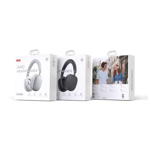 Навушники бездротові накладні XO BE55 Folding & Swivelling Headband Noise Cancelling ANC сріблясті - фото 2