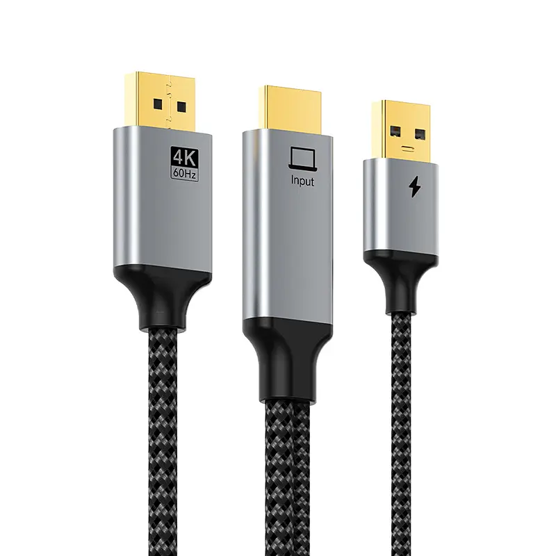 Кабель CableTime HDMI (M) - DP (M) з USB-живленням 4 K 60 Hz, 2 м (CHD 1 L)