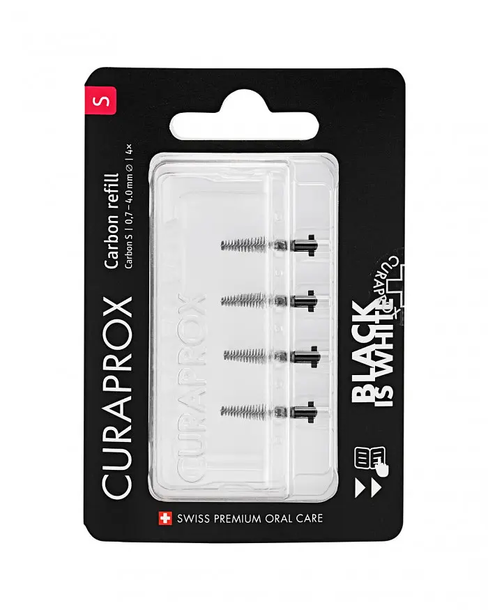 Набір міжзубних йоржиків Curaprox Black is White refill CPS Carbon S, 4 шт - фото 2