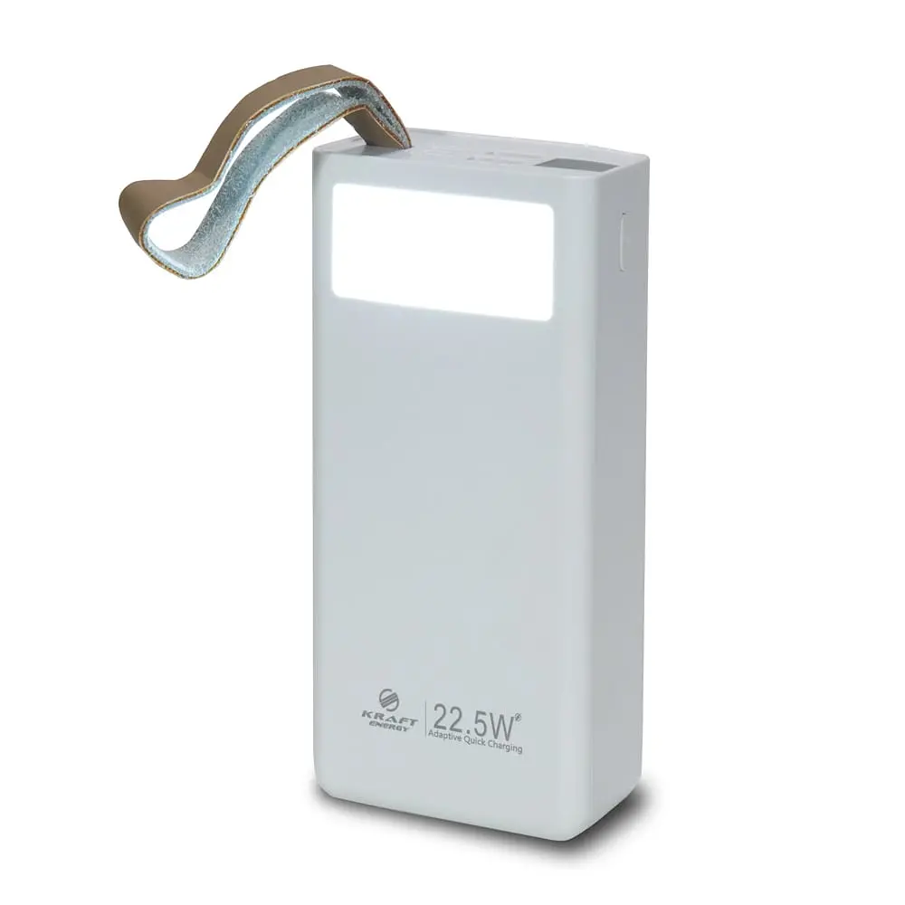 Повербанк 20000mAh Power Bank Kraft TPB-2320 White 22.5W QC3.0 LED-ліхтар (43-00032) - фото 2