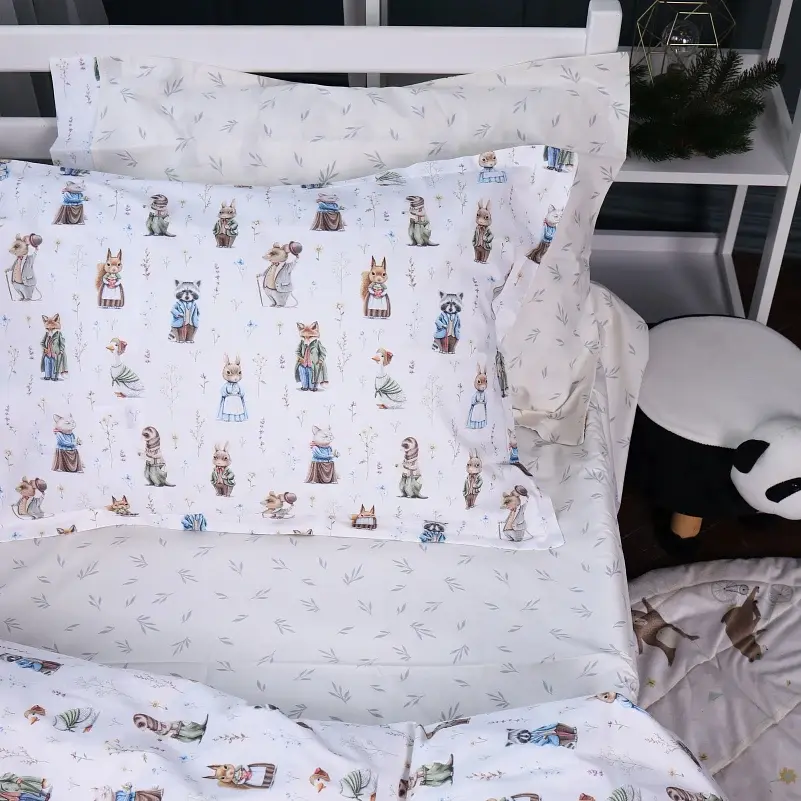 Наволочка MirSon Poplin Line Kids 03 Animals 50х70 см бежевая (2200009712982) - фото 2