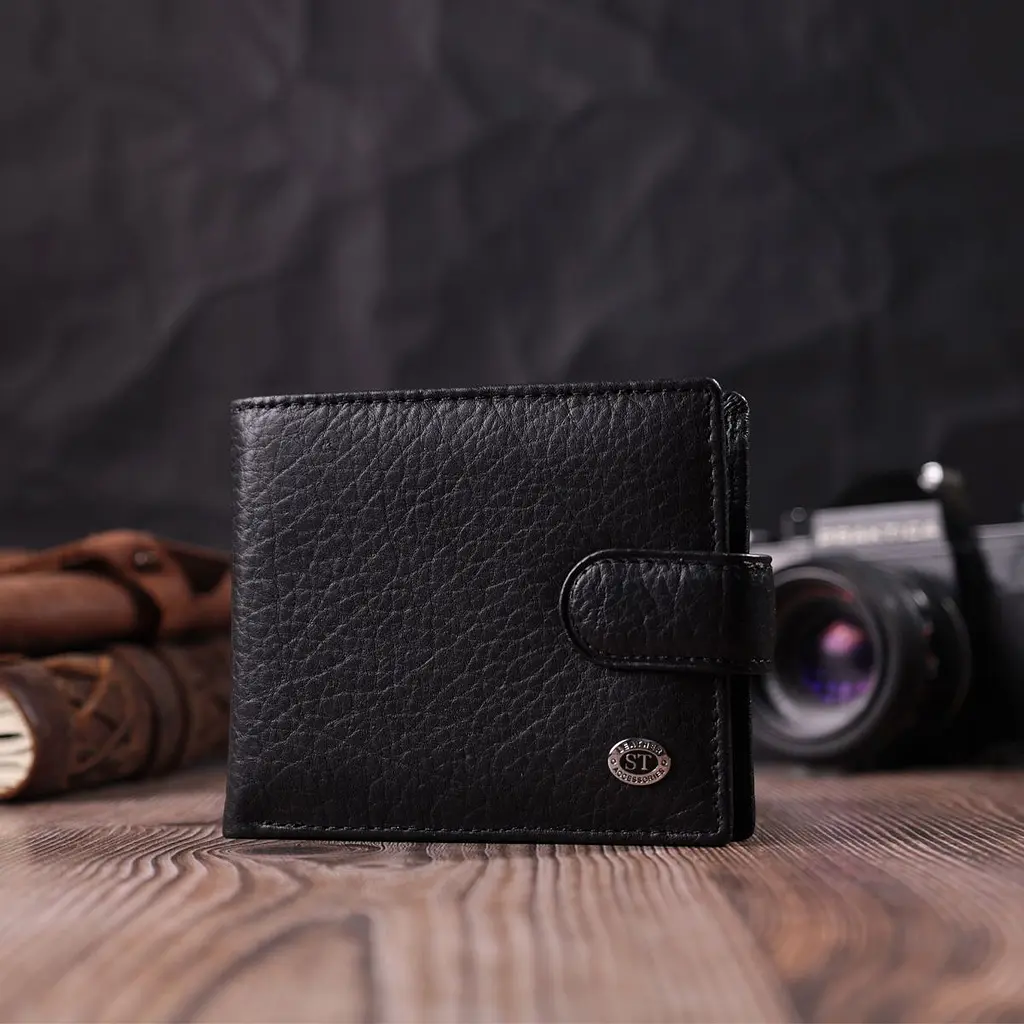 Чоловічий гаманець зручного розміру ST Leather 22471 чорний - фото 7