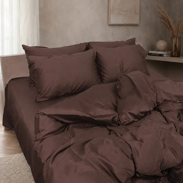 Комплект постільної білизни MirSon Сатин Satin Premium Cacao Active 2 x 160 x 220 см (2200013489818)