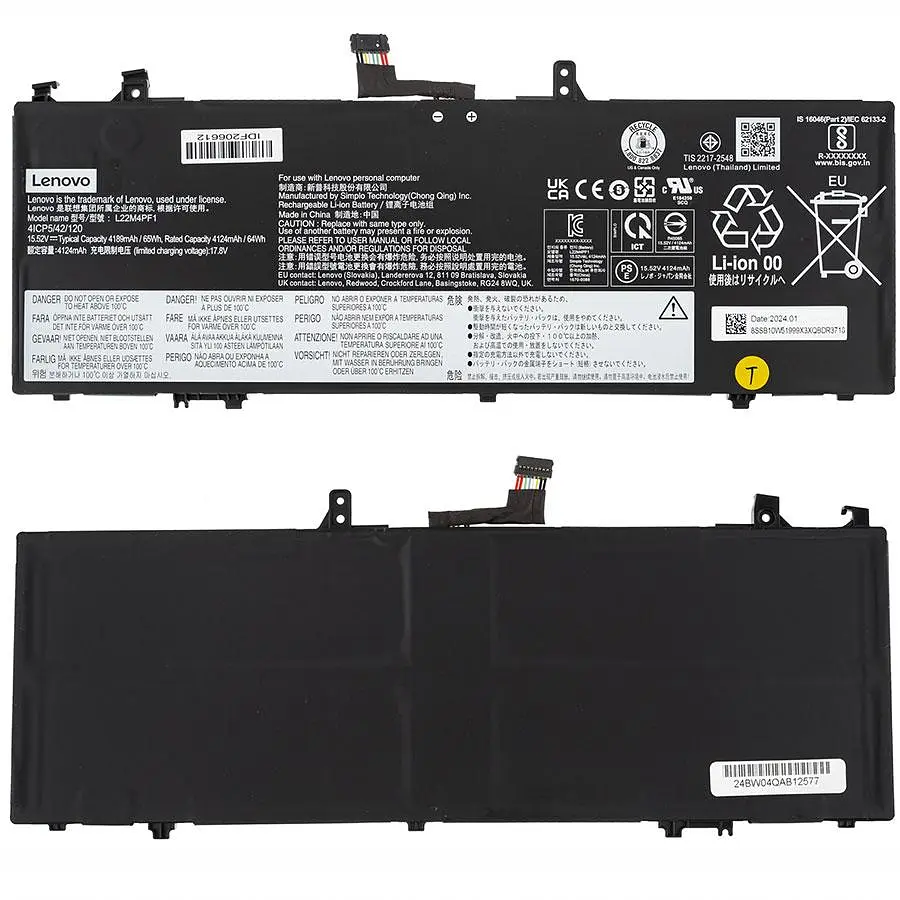 Батарея для ноутбука Lenovo L22M4PF1(Lenovo Yoga Slim 6 14IRP8 6 14APU8) 15.52 4180mAh 65Wh Чорний - фото 2