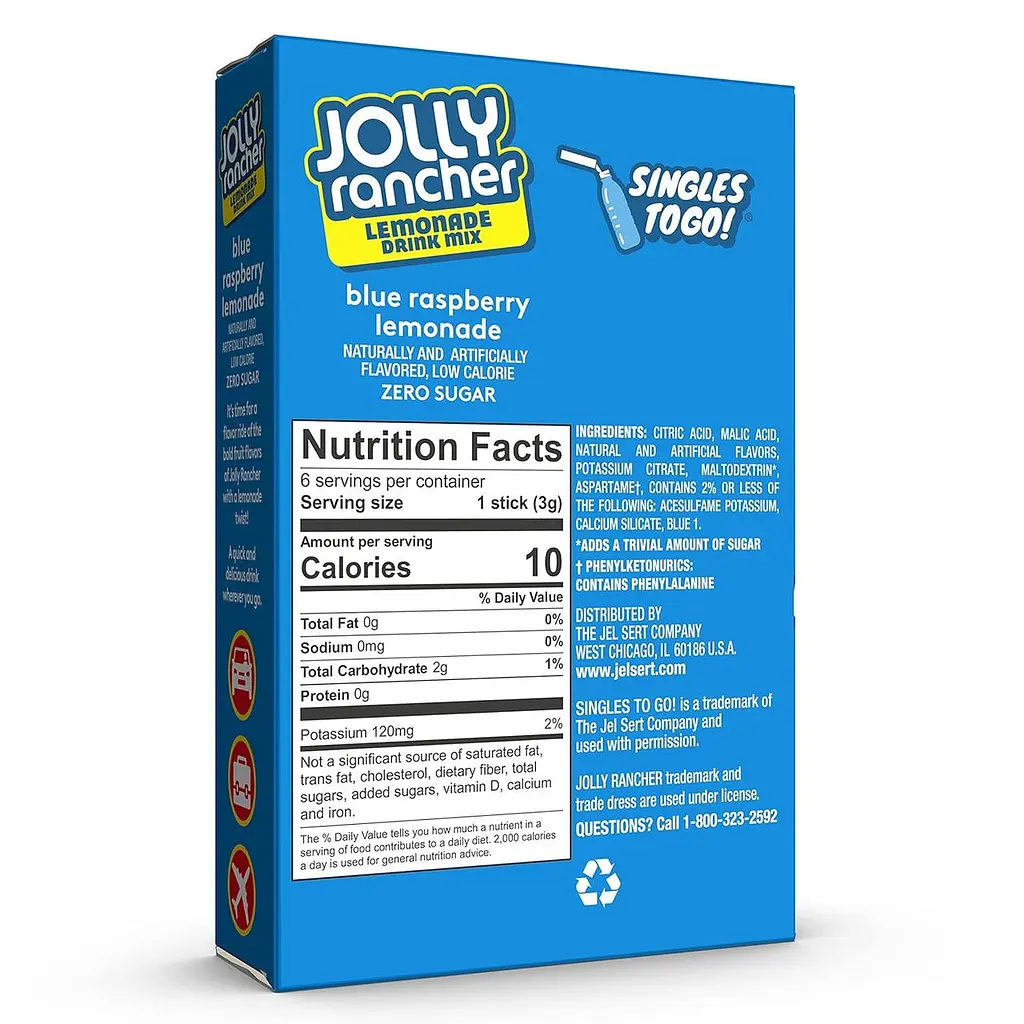 Порошковий напій Jolly Rancher Water Drink Mix Blue Raspberry Lemonade 19.3 г - фото 3
