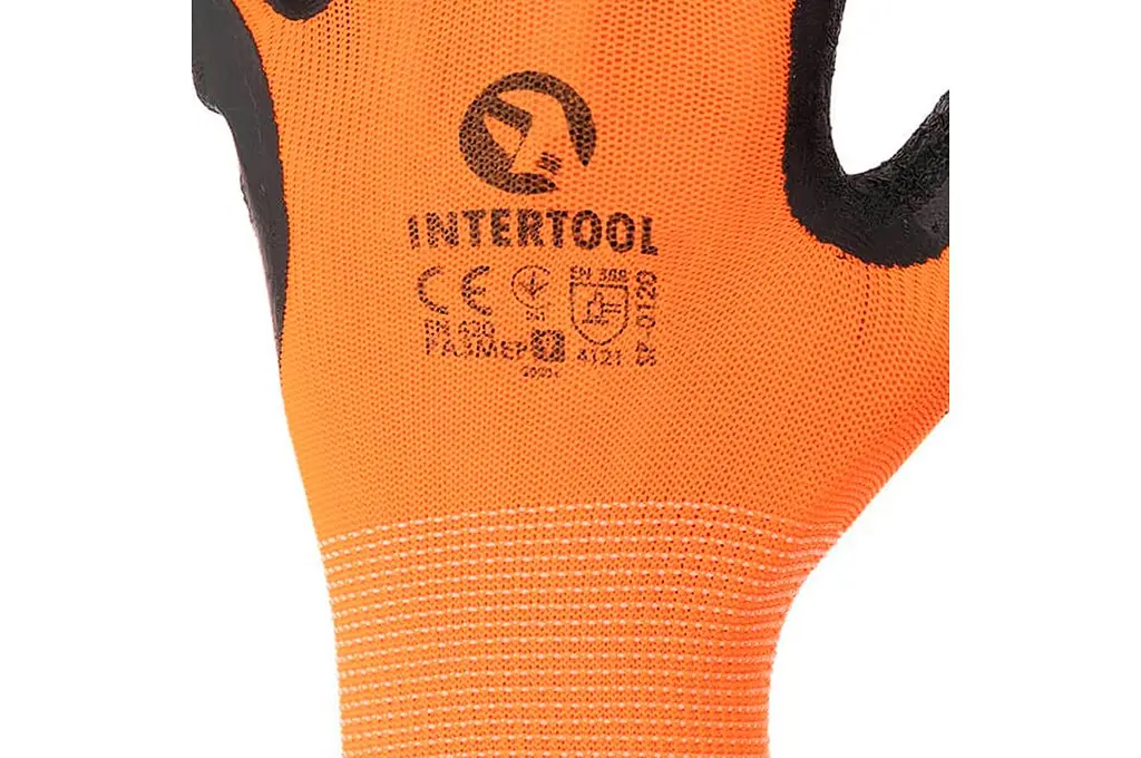 Рукавички робочі захисні Intertool латексна рифлена 9" (в упаковці 12 шт.) - фото 3