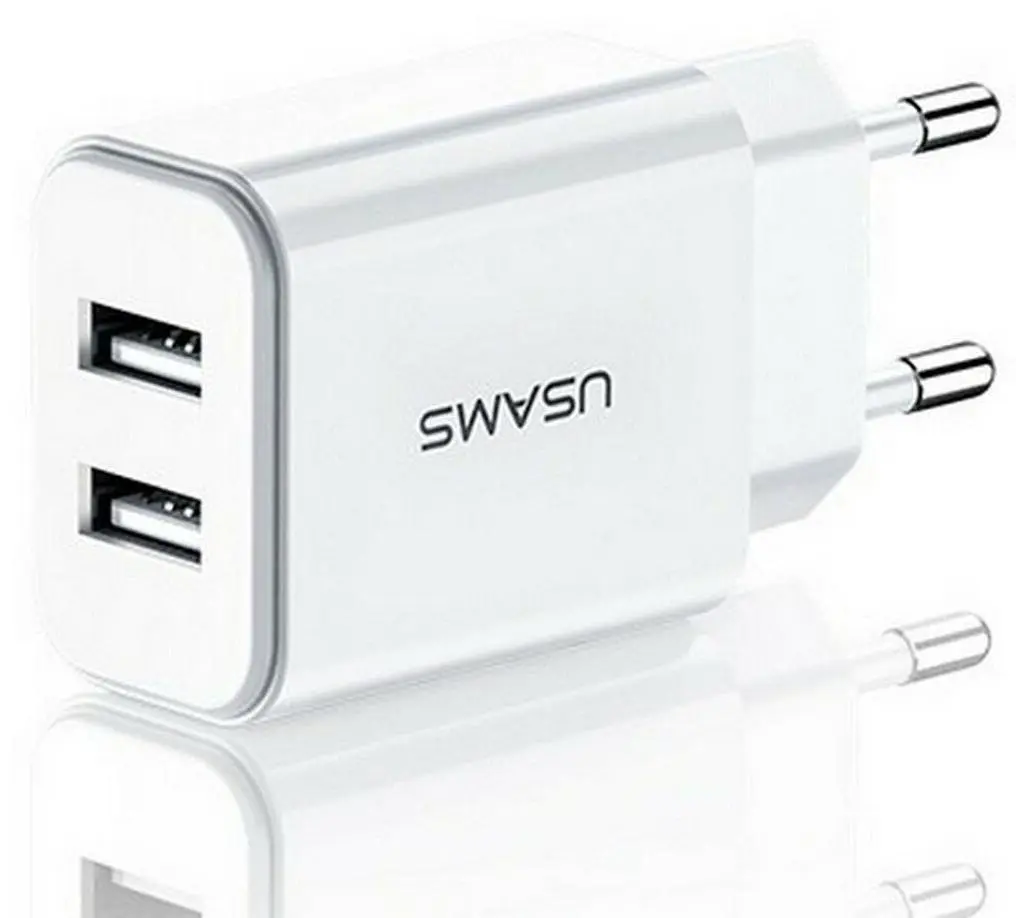 Мережевий зарядний пристрій Usams US-CC090 T24 2.1A Dual USB Travel Charger білий (6958444982588) - фото 2