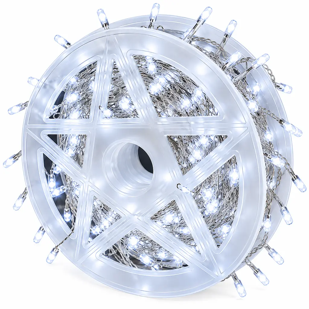 Новорічна LED - гірлянда мішура Xmas «Краплі» 30 м 900 LED, Біла, 220В, з пультом ДК - фото 7