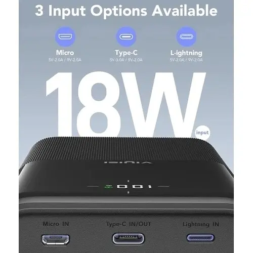 Універсальна мобільна батарея 30000 mAh, G3015, Black, 22.5 Вт VIYISI teh0027643 - фото 2