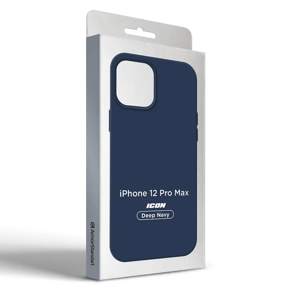 Силиконовый чехол для Apple iPhone 12 Pro Max, ICON2 Case, синий, противоударный, панель, защита всего корпуса, матовая поверхность Soft Touch, выступает над дисплеем, совместим с защитными стеклами и пленками, с микрофиброй, ArmorStandart (ARM60571) - фото 9