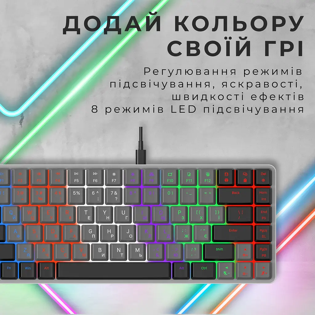 Клавиатура GamePro Red Swich Low Profile USB Dark Gray проводная (MK140R) - фото 6