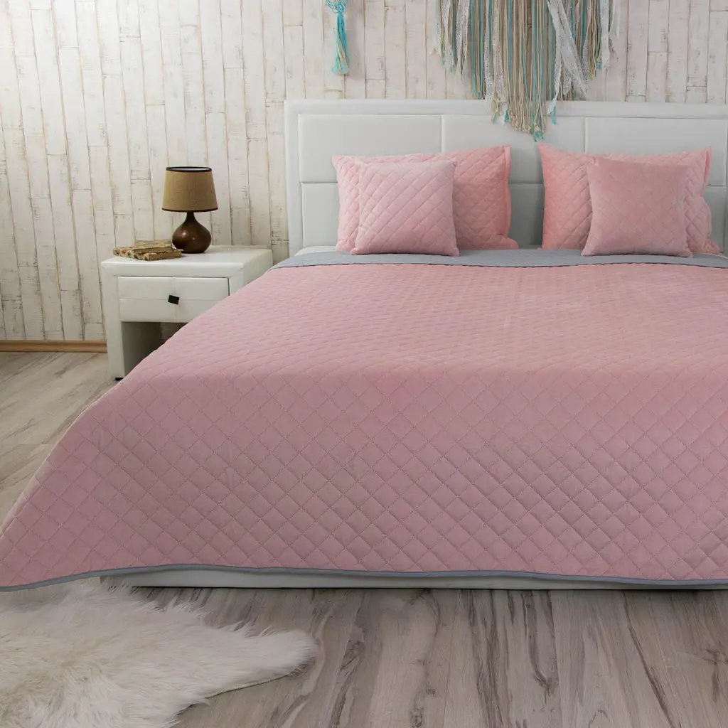 Набір покривало 220х240 + 2 чохли на подушки 50х70 Руно Pink and Grey ромб (К_994.55_Pink and Grey ромб) - фото 2