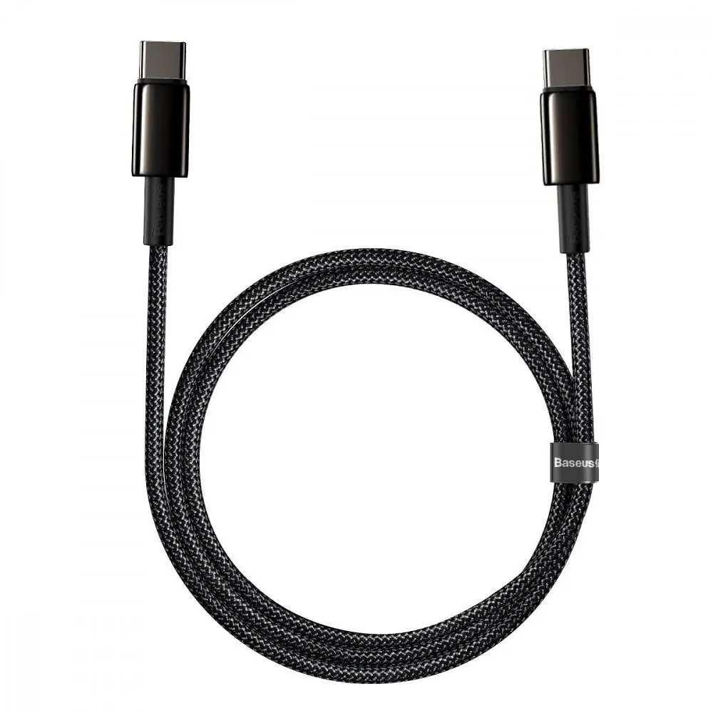 Кабель Baseus Tungsten Gold Fast Charging Type-C to Type-C 100W (1m) black (CATWJ-01) - фото 2