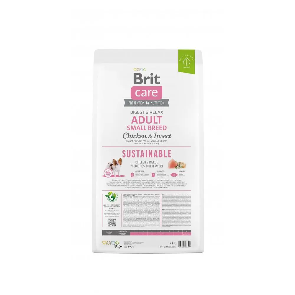 Сухий корм Brit Care Dog Sustainable Adult Small Breed для собак малих порід, з куркою та комахами, 7 кг - фото 5