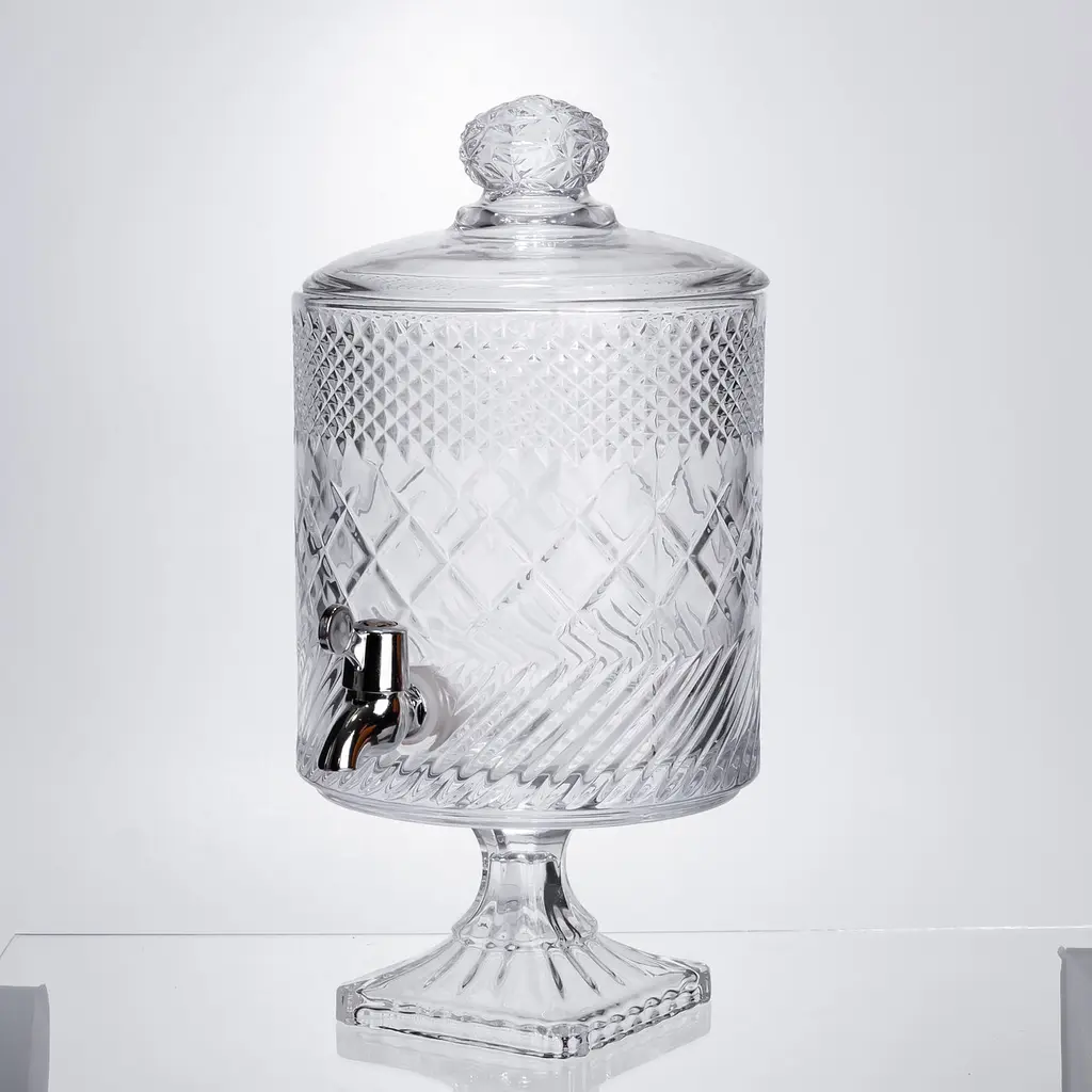 Лимонадница с краном на подставке стеклянная 4.5 л Прозрачный Yiwu HP-19-4 - фото 5