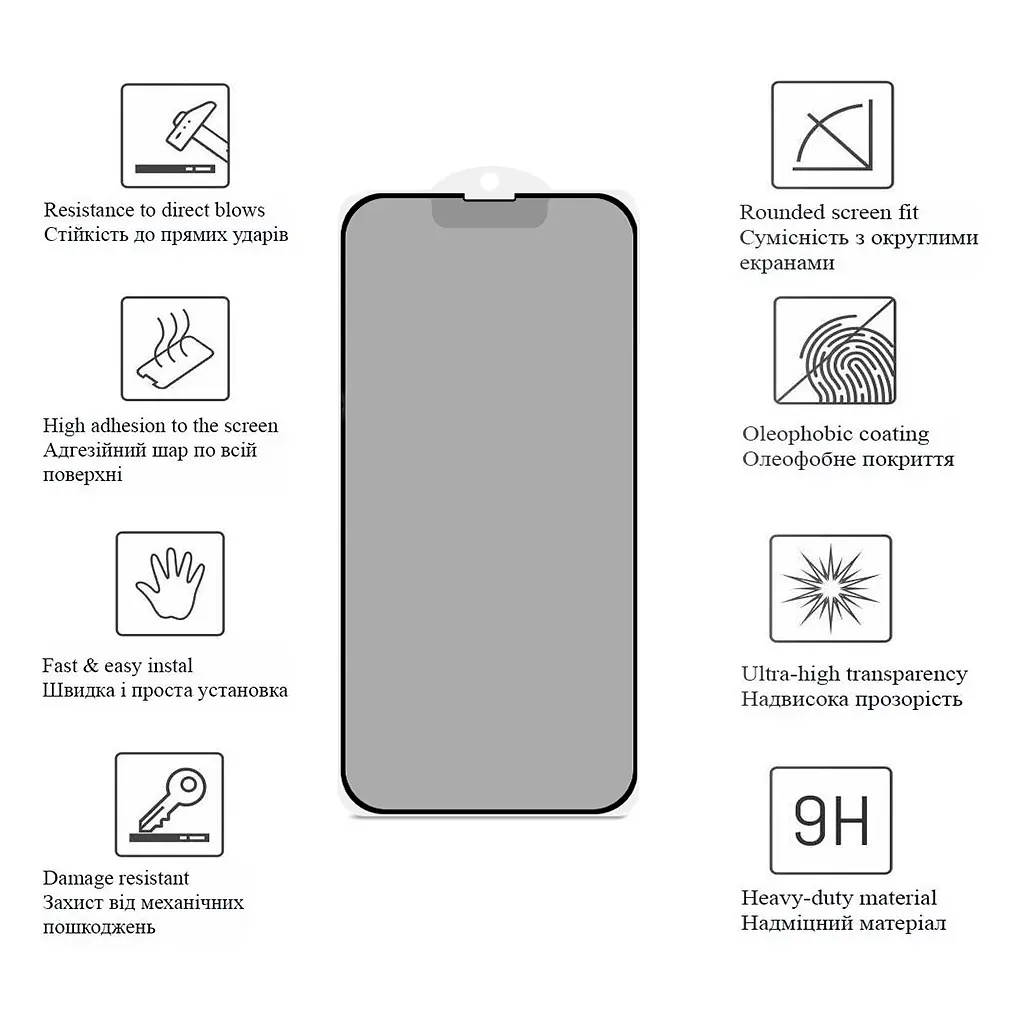 Скло захисне Drobak Apple iPhone 17e Matte Ceramics Anty Spy (151520) - фото 4