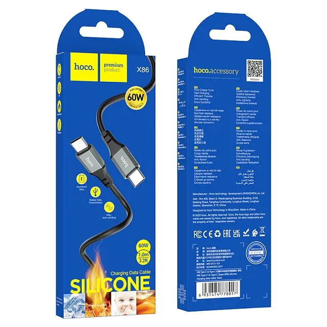 Кабель Hoco X86 Pisces Cable USB to MicroUSB 2,4A 1m Black - фото 2