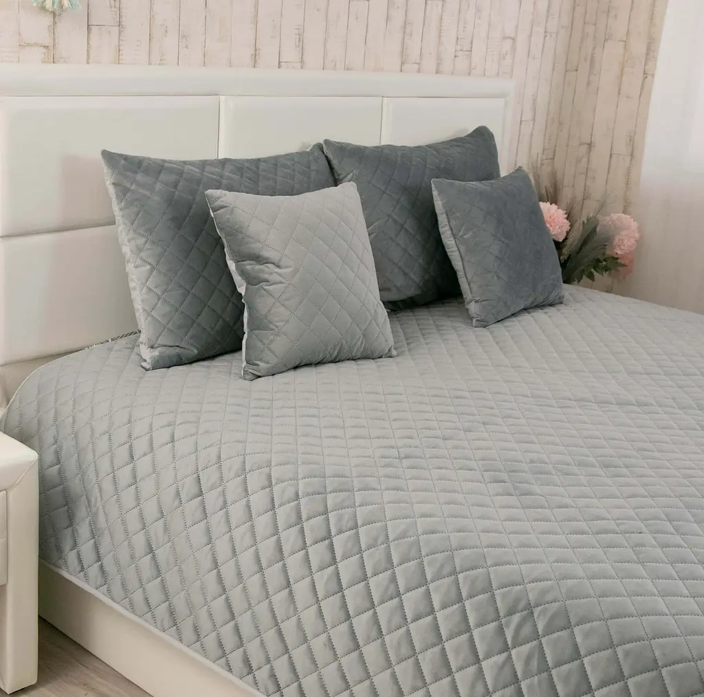 Покривало Руно VeLour 150х220 "Dark Grey ромб" (360.55_Dark Grey ромб) - фото 4