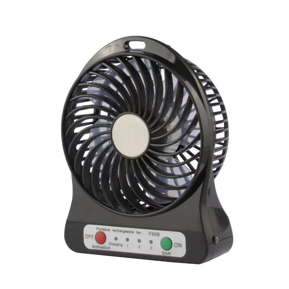 Вентилятор настільний акумуляторний 18650 USB діаметр 10см Portable Fan Mini чорний - фото 2