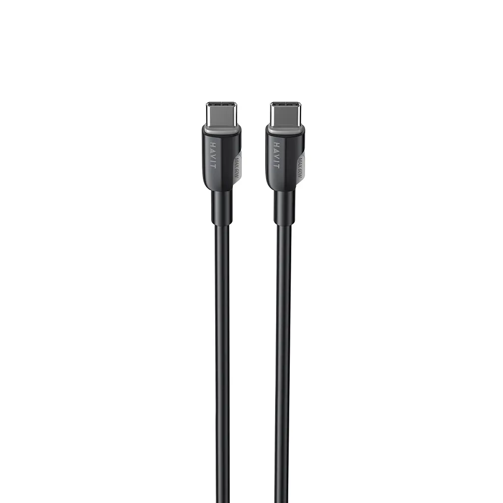 Кабель Havit CB308C PD60W 3A USB-C to USB-C 1 м черный (HV-CB308C) - фото 3