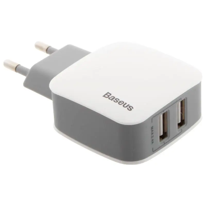 Мережевий зарядний пристрій Baseus Letour 2USB 2.4A ZCL2B-B02 White-Grey - фото 3