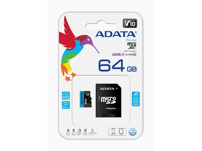 Карта пам'яті ADATA Premier microSDXC UHS-I A1 + SD adapter 64 GB (AUSDX64GUICL10A1-RA1) - фото 4
