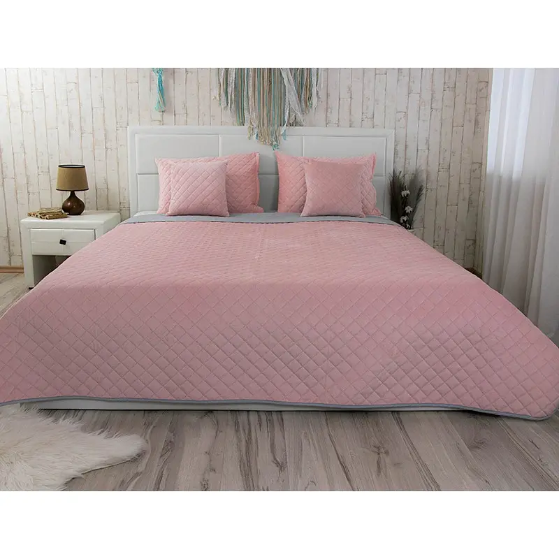 Покривало велюр Pink and Grey Руно ромб 220 х 240 см (330.55 Pink and Grey ромб) - фото 2
