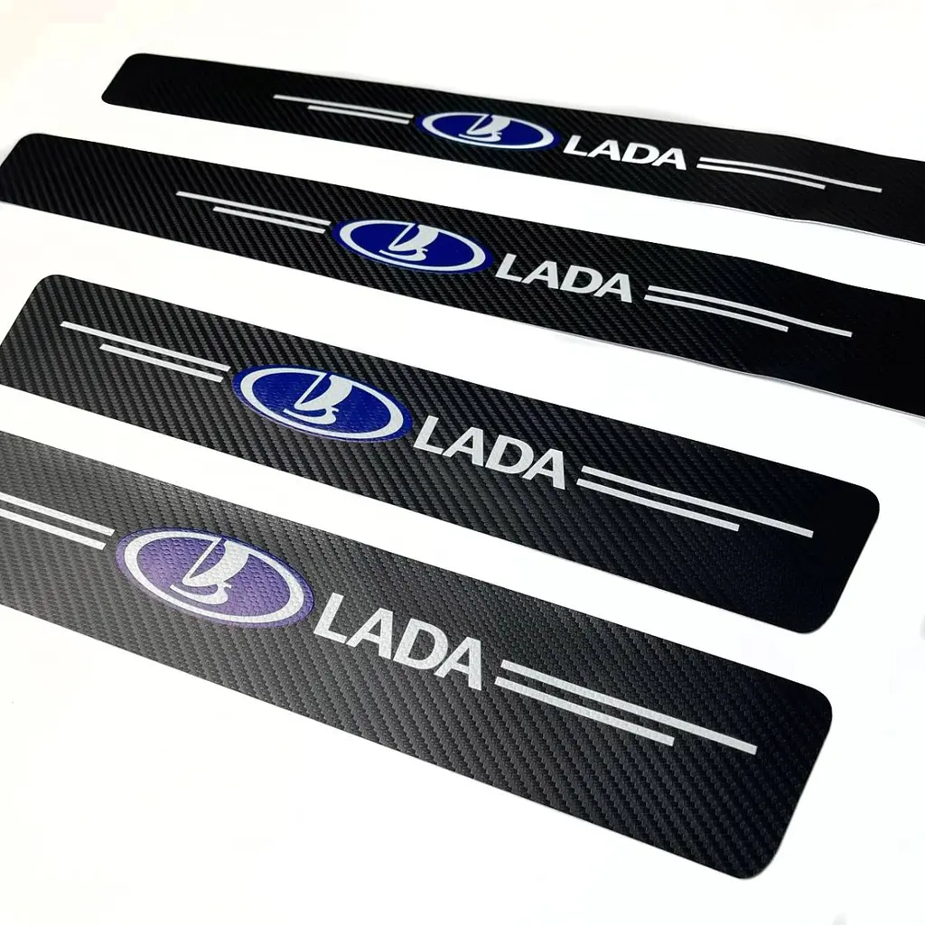 Захисна плівка накладка на пороги для Lada Чорний Карбон 4 шт - фото 2