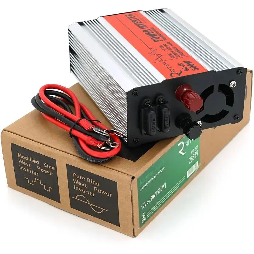 Инвертор напряжения Ritar RSX-500, 12V/220V, 500W с аппроксимированной синусоидой, 1xShuko, 1xUSB, клеммные провода, BOX, Q20 - фото 2