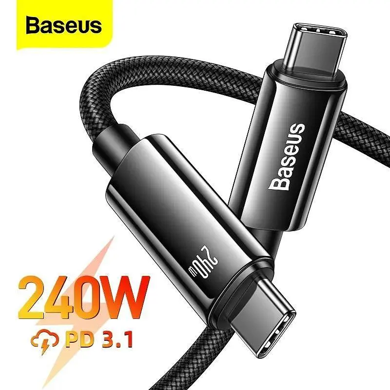 Кабель 2 метра Baseus 240W Type-C to Type-C Tungsten Gold (CAWJ040101) - фото 5