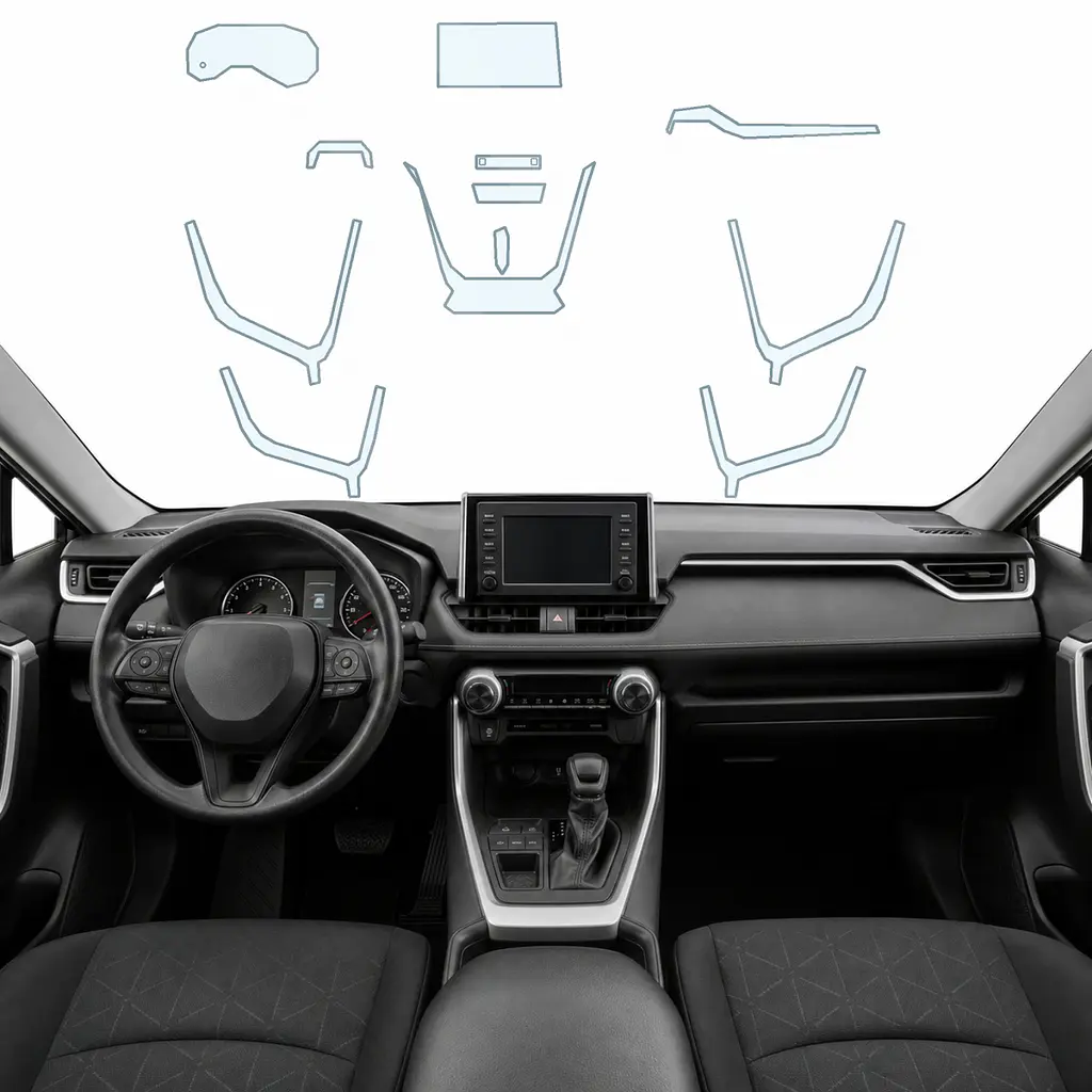 Набір Плівок захисних для салону Toyota RAV4 V (XA50) 2018-2025 TPH (Кансолі Дисплея Ручок) Тип 2